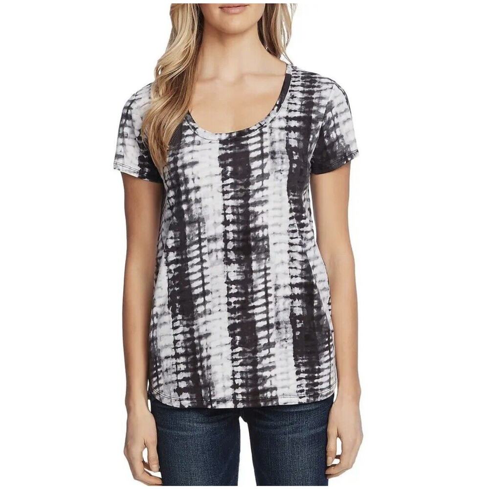 Vince Camuto‎ Womens Gray Tie-Dye Scoopneck Tee T-Shirt Top S
